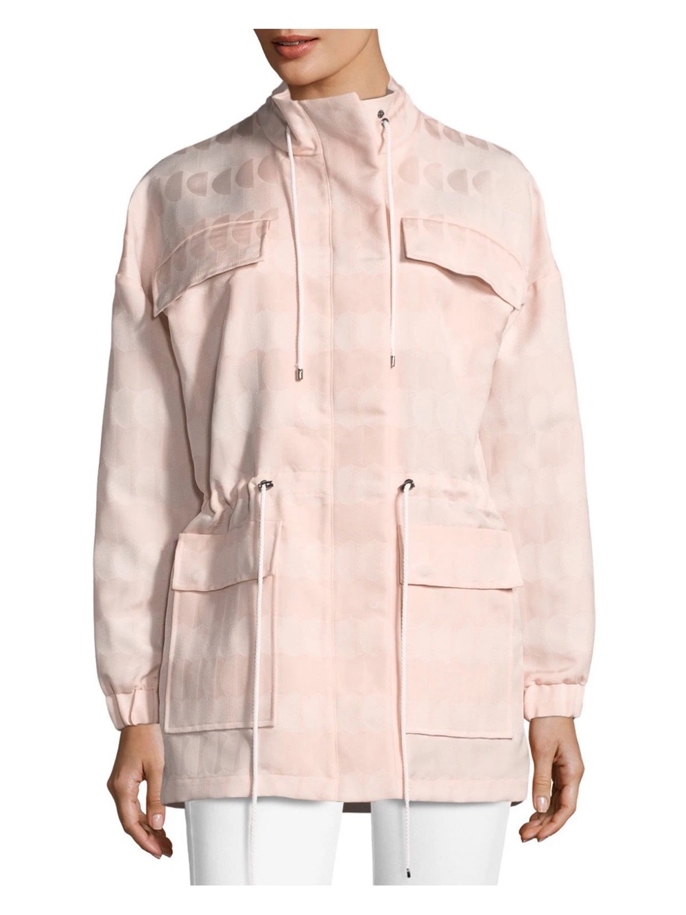 St John Textured Jacquard Drawstring Jacket in Pink